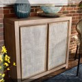 F11. Two-door distressed wood cabinet. 37”h x 14”d 